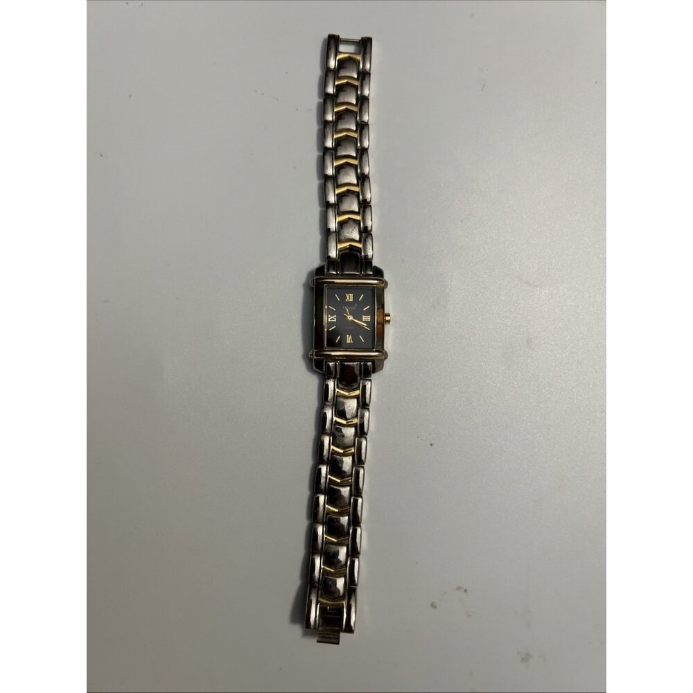 Vintage Mondu Silver & Black Stainless Steel WR 28mm Women’s Watch